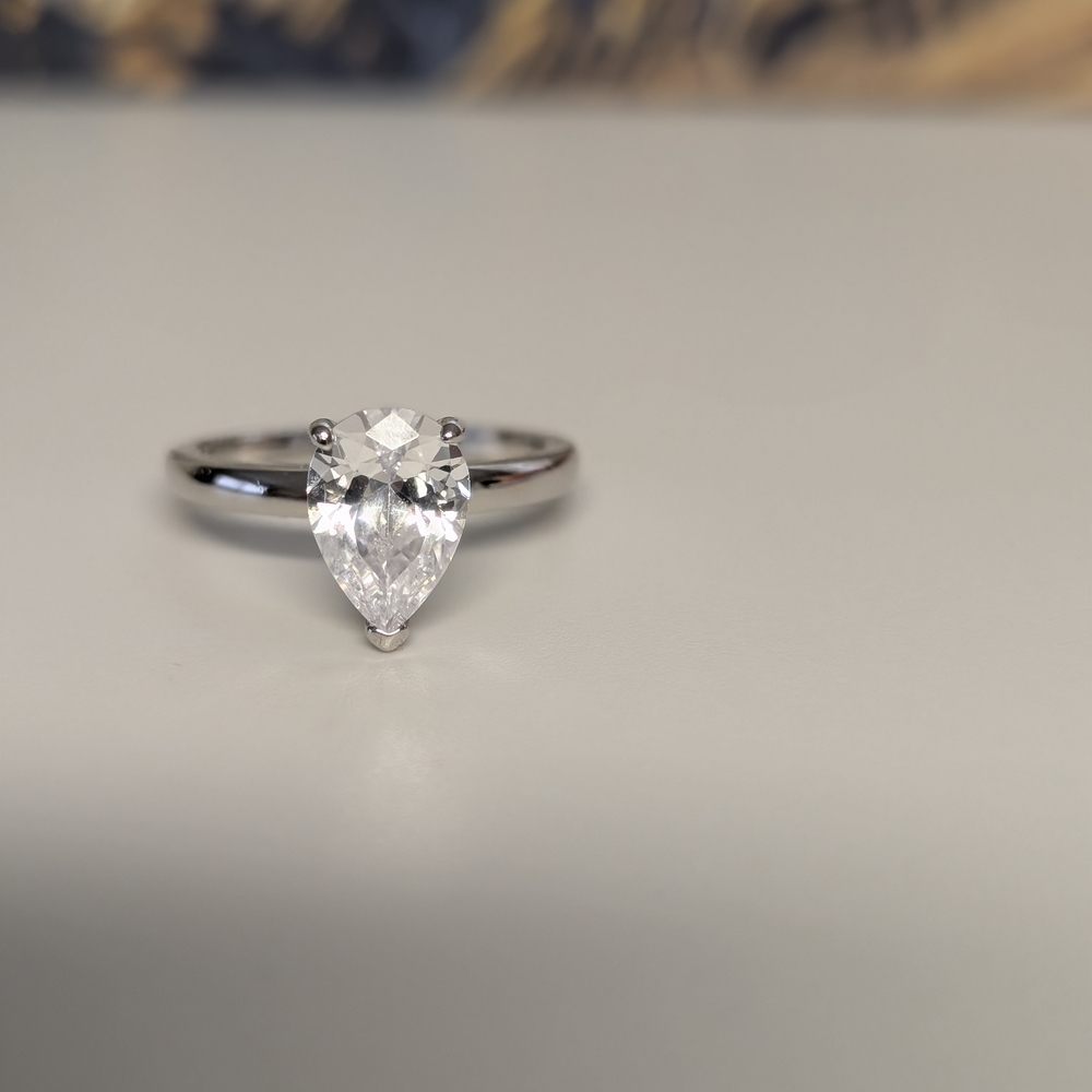 .925 Pear-Shaped Solitaire Engagement Ring in Silver